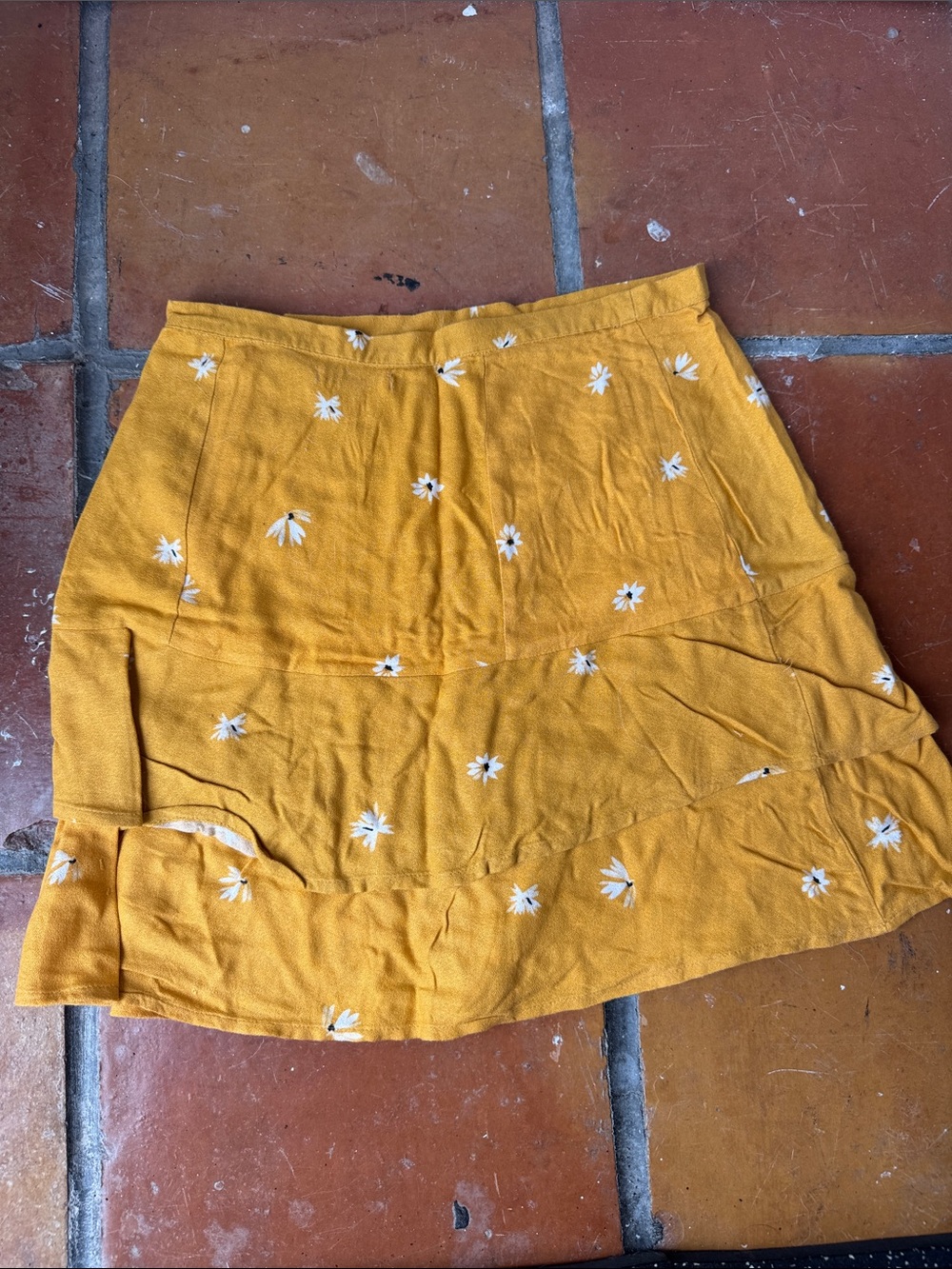 Amuse Society Mustard Yellow Daisy Mini Skirt